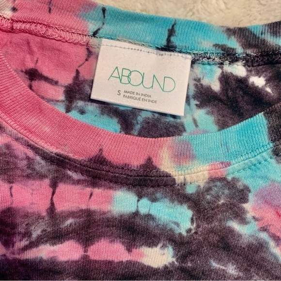 NWT Abound Crop Top Small Tie Dye Cotton Modal Black Teal Pink Yellow Stretch - Picture 10 of 14